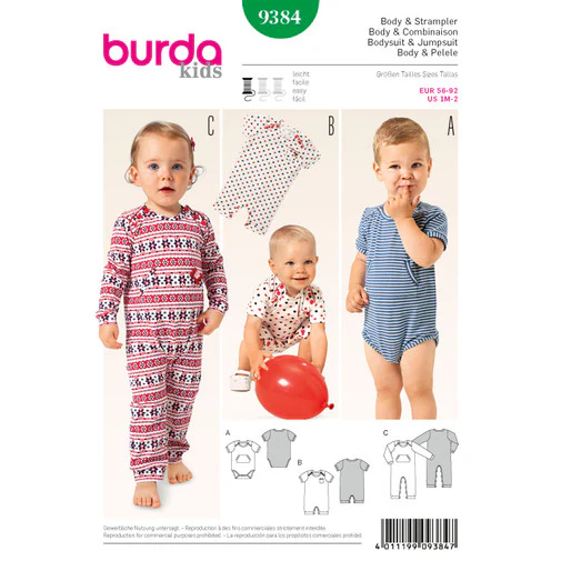 Burda Baby Bodysuit and Rompers 9384 - Image 2