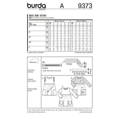 Burda Baby/Child Dresses 9373 - Image 6