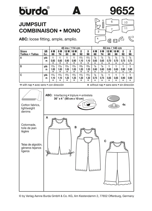 Burda Baby/Child Jumpsuit 9652 - Image 4