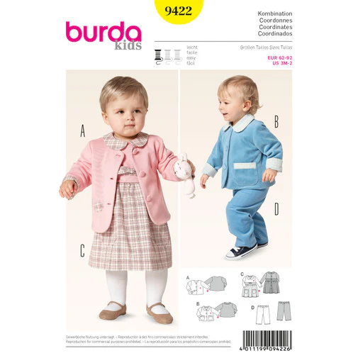 Burda Baby Jacket, Dress and Trousers 9422 - Image 2