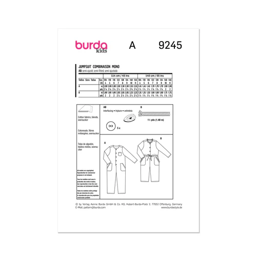 Burda Child Jumpsuit 9245 - Image 5