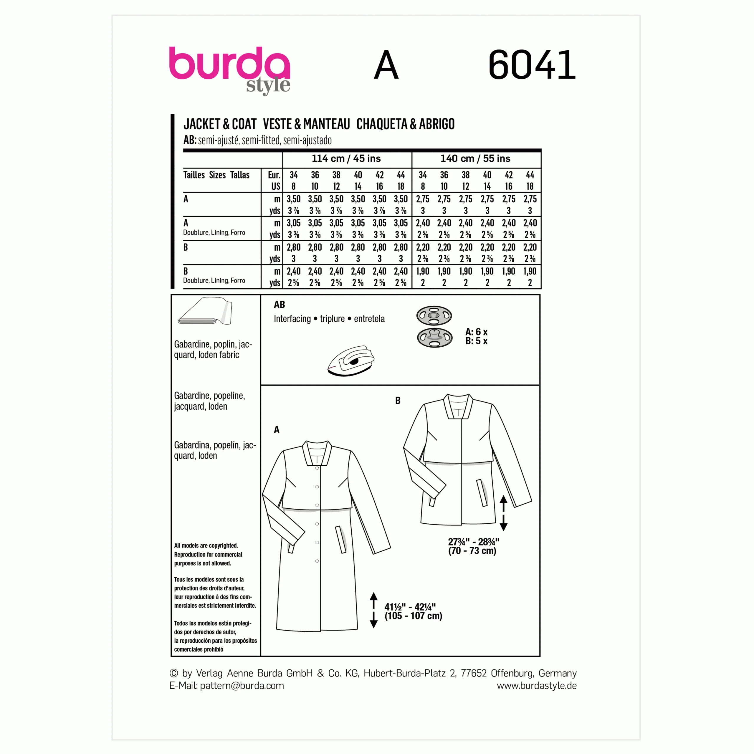 Burda Coat and Jacket 6041 - Image 8
