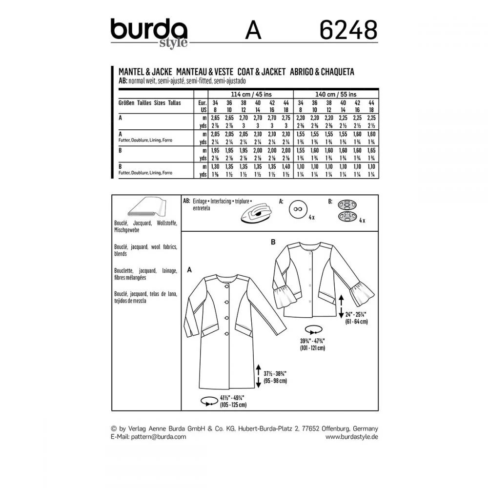 Burda Coat or Jacket 6248 - Image 4
