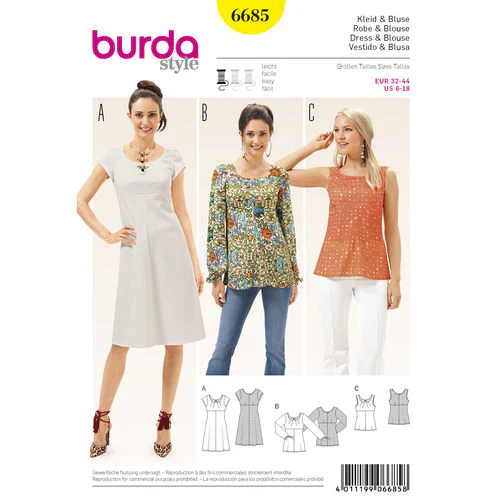 Burda Dress and Blouses 6685 - Image 2