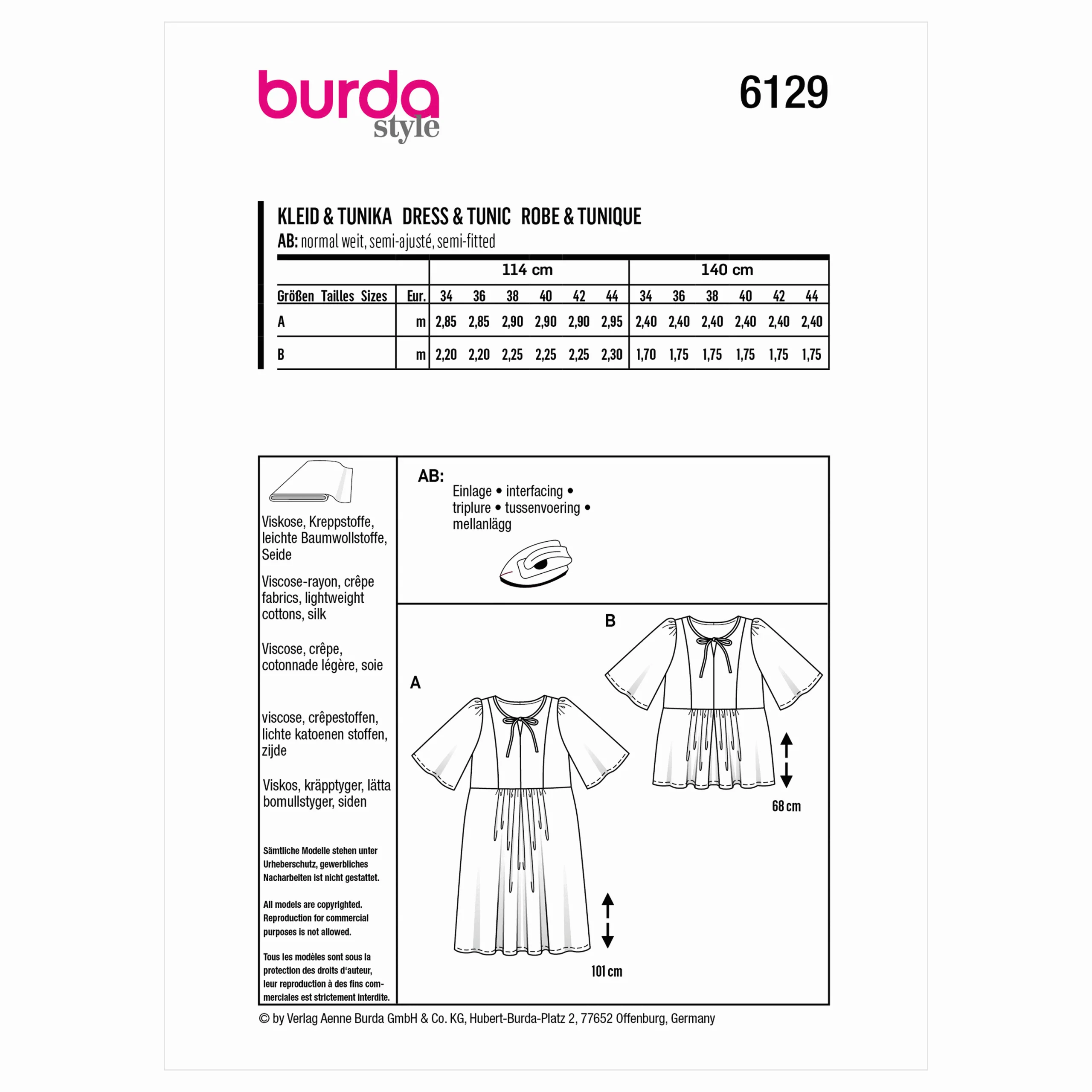 Burda Dress and Tunic Top 6129 - Image 6