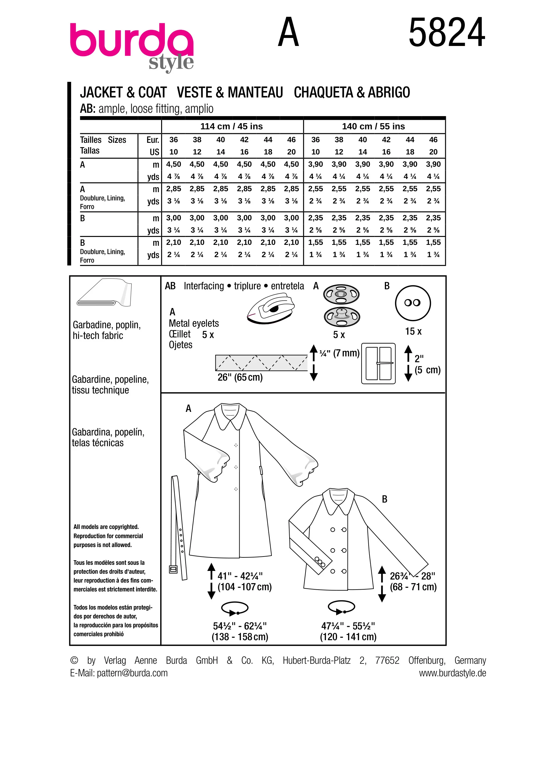 Burda Jacket & Coat 5824 - Image 11