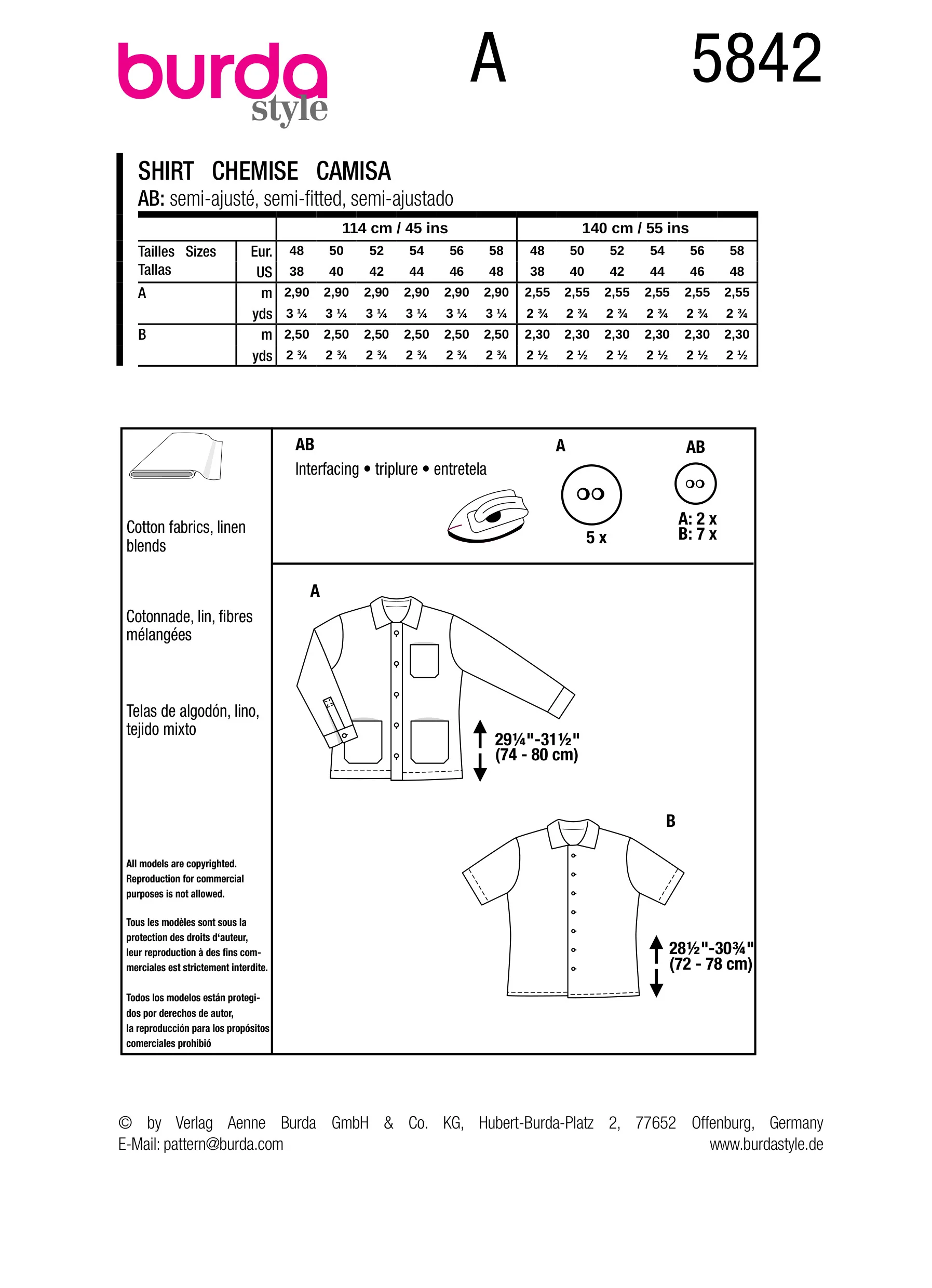 Burda Men's Shirt or Shacket 5842 - Image 11