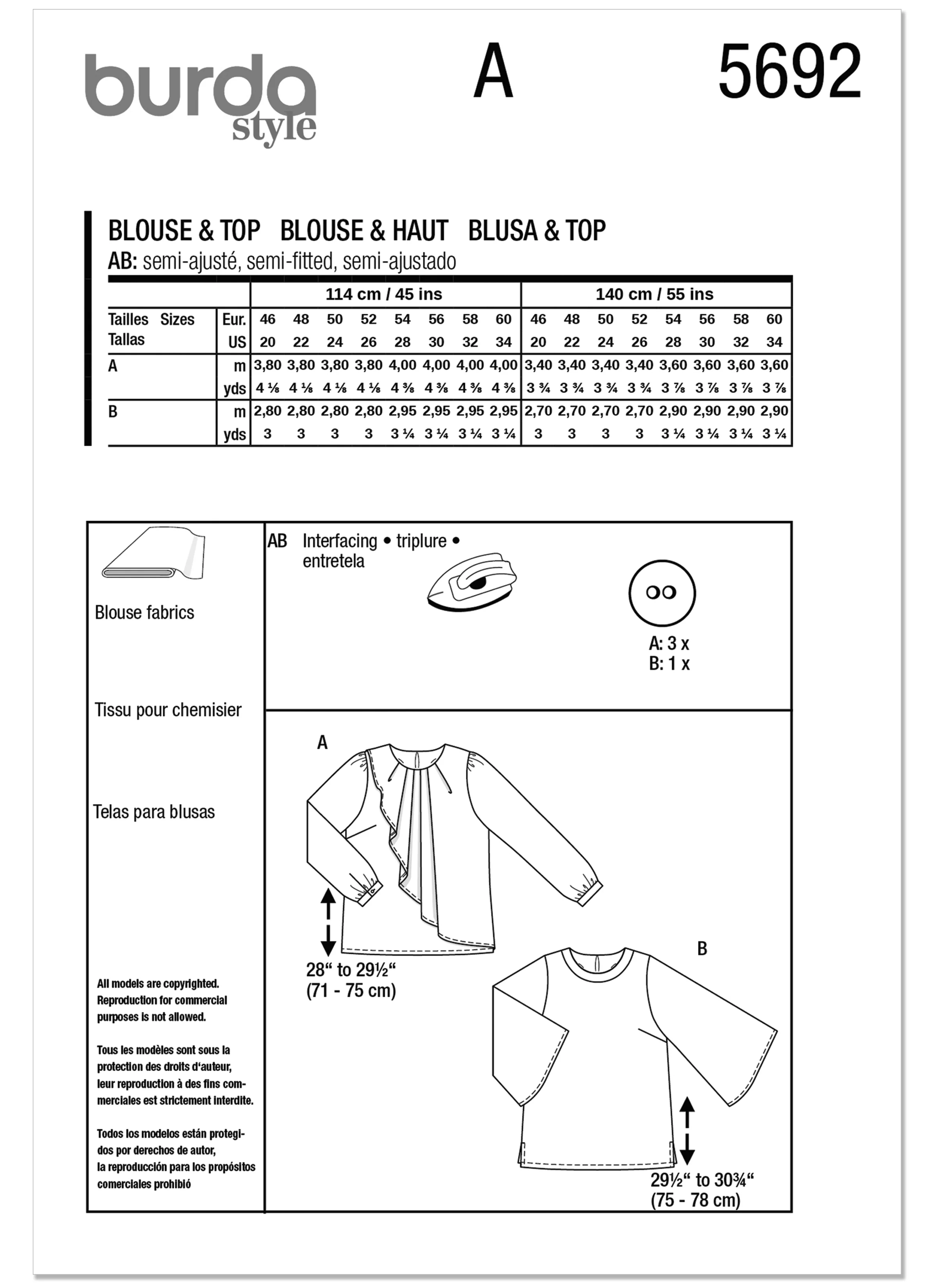 Burda Misses' Blouse and Shirt 5692 - Image 11