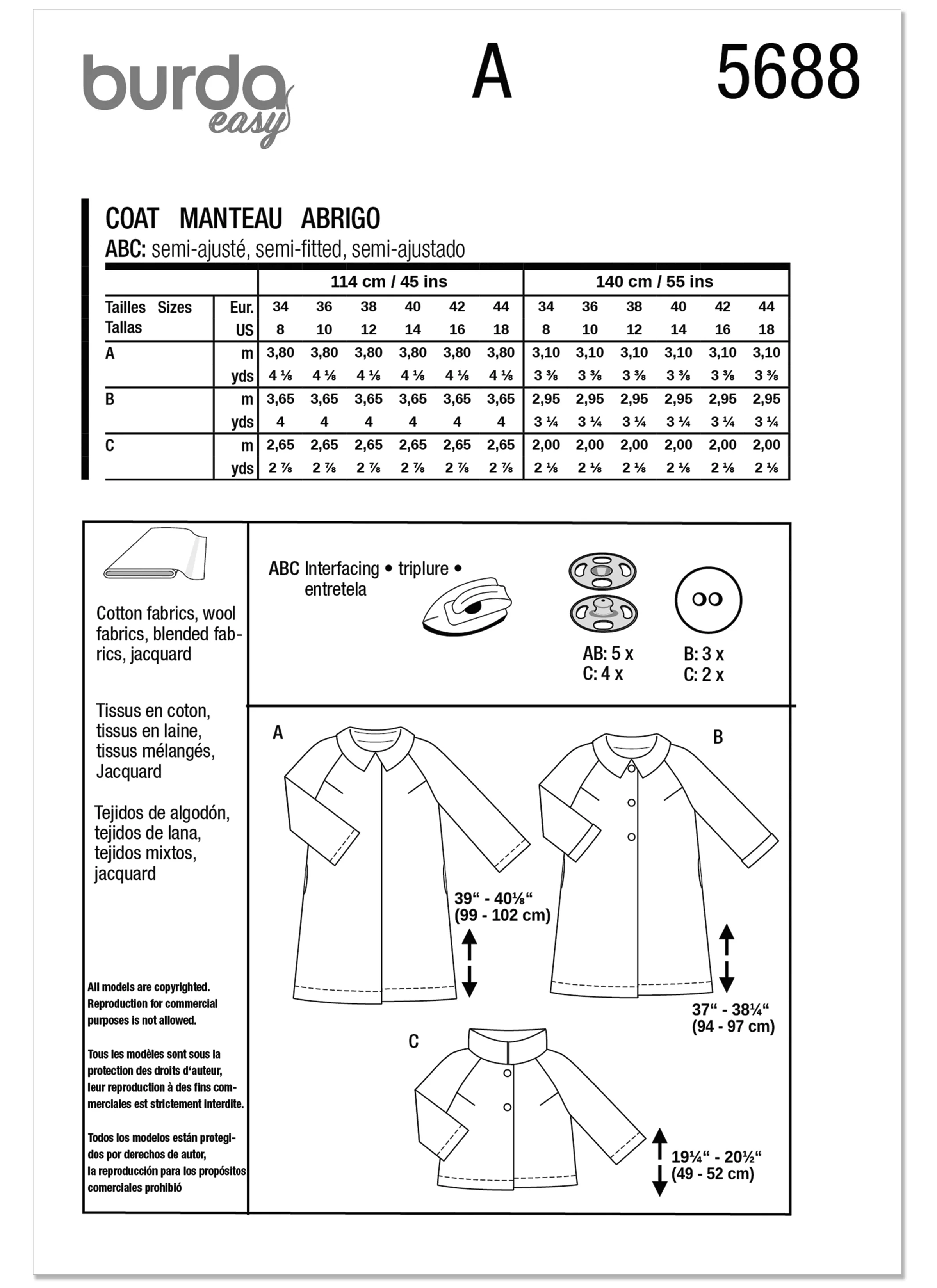 Burda Misses' Coats and Jackets 5688 - Image 11