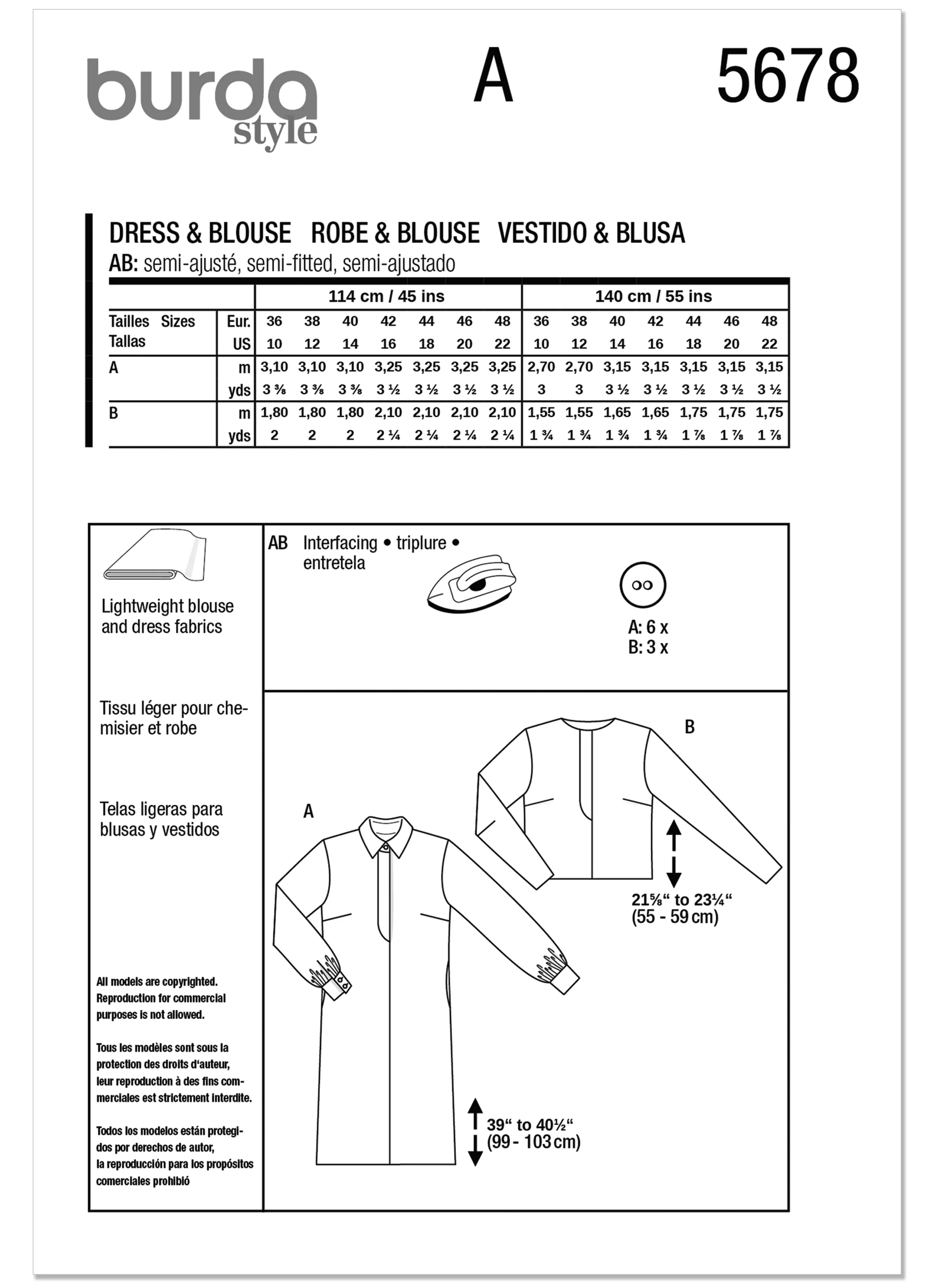 Burda Misses' Dress and Blouse 5678 - Image 11