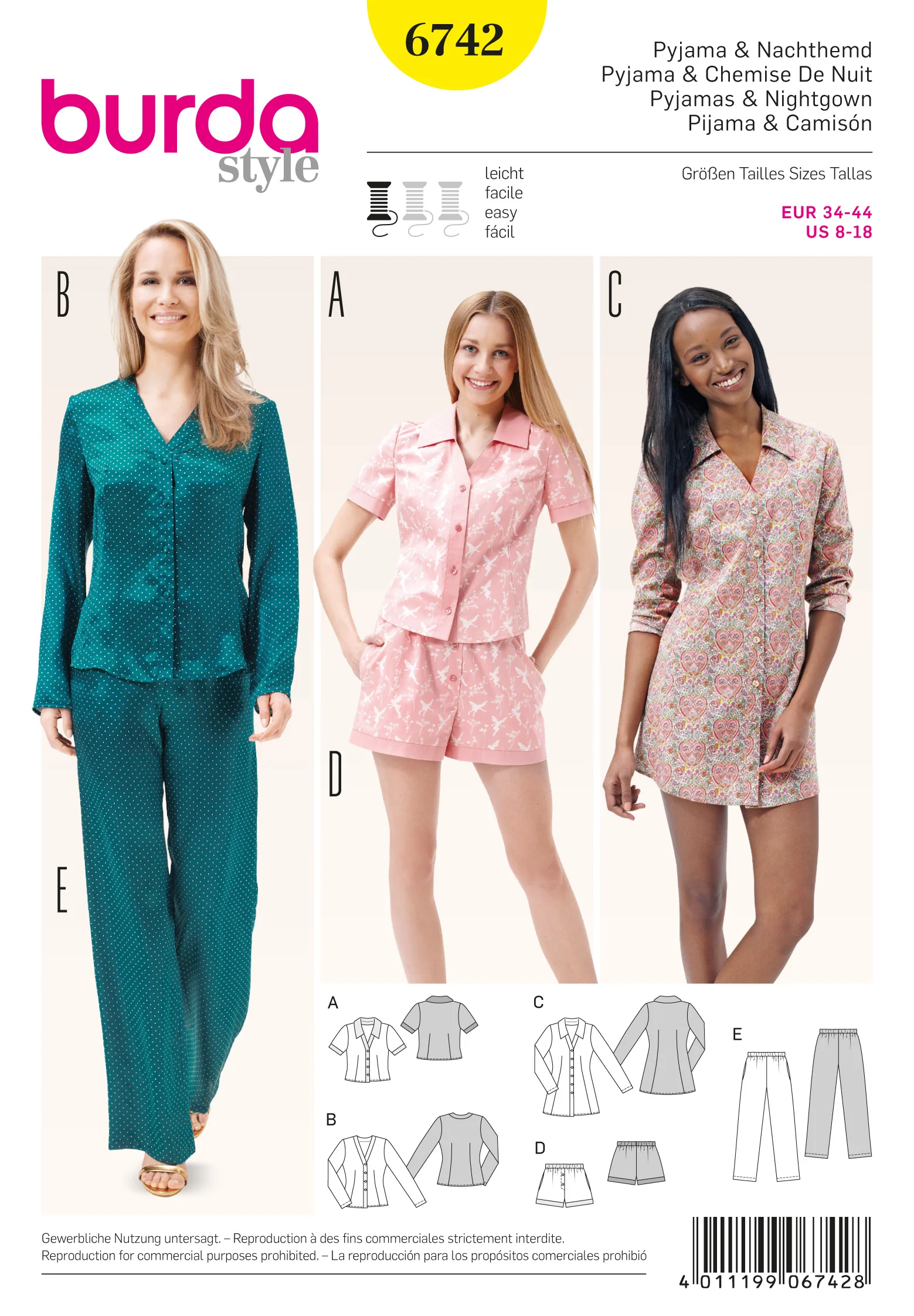 Burda Pyjamas and Nightgown 6742 - Image 2