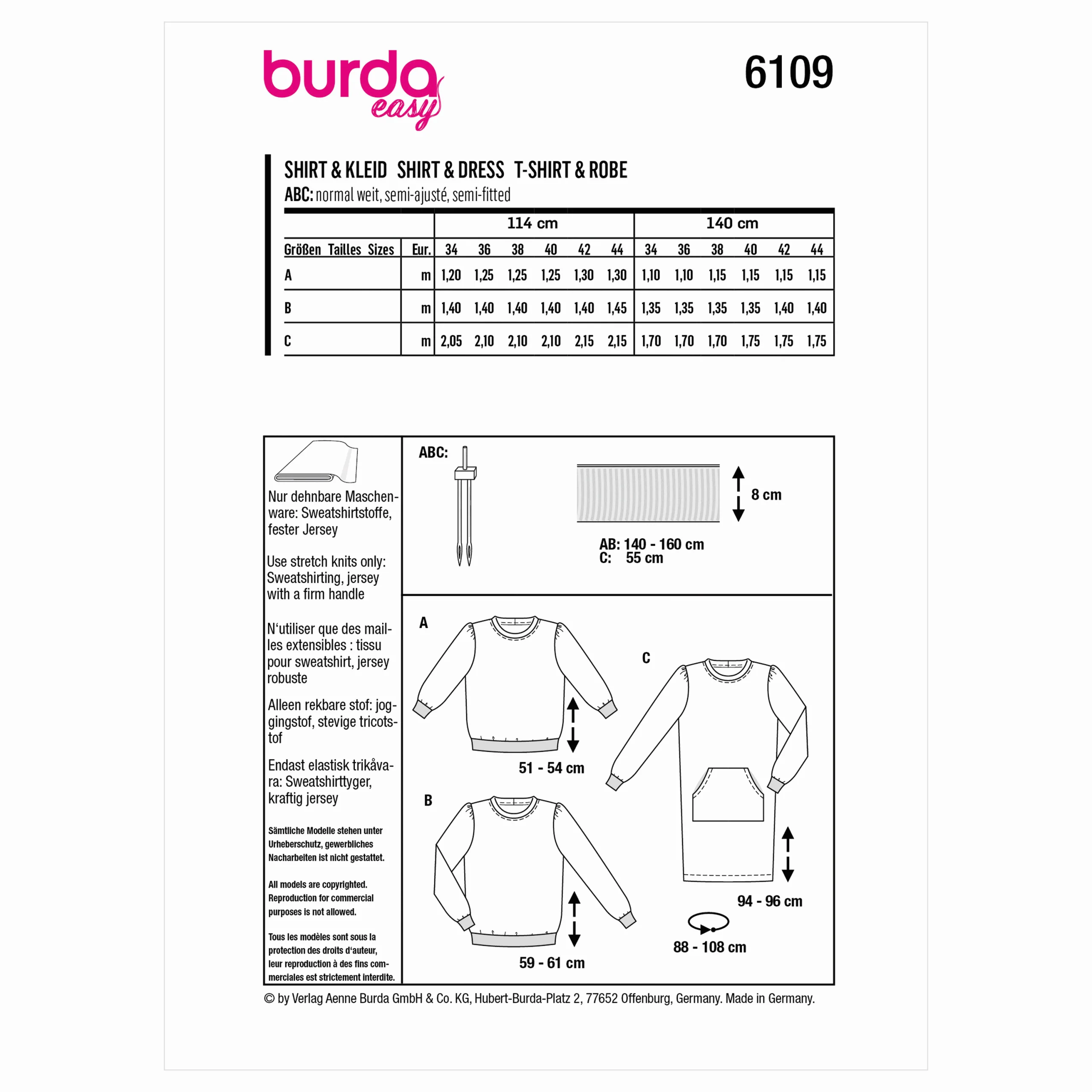 Burda Sweatshirt and Sweater Dress 6109 - Image 9