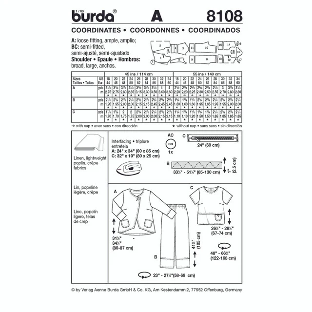 Burda Top, Trousers and Jacket 8108 - Image 3
