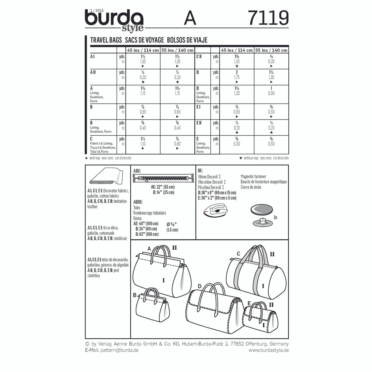 Burda Travel Bags 7119 - Image 9