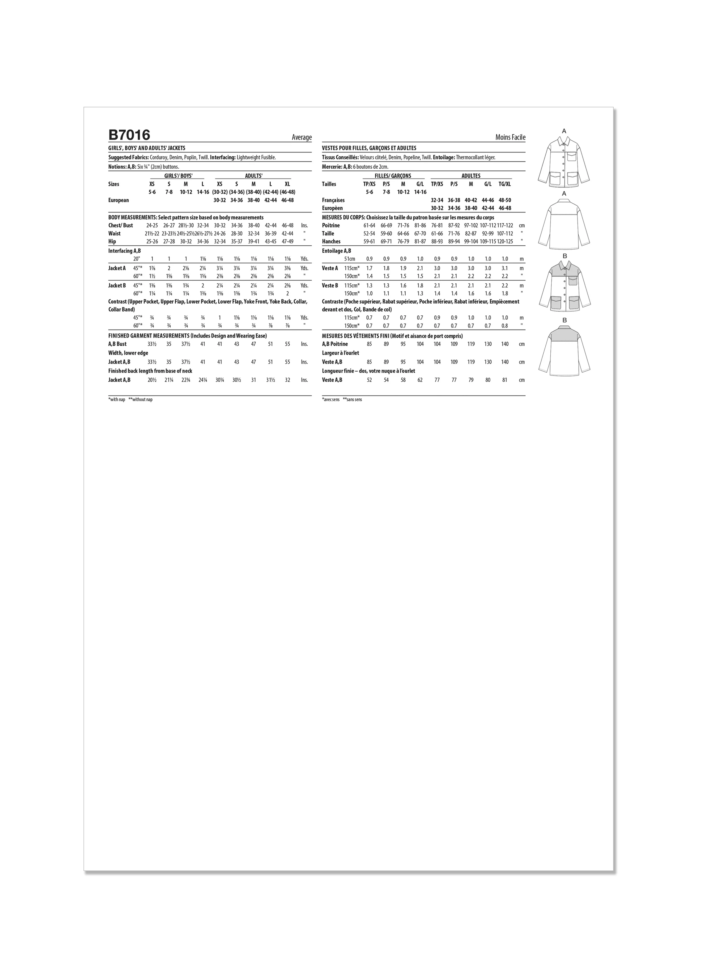 Butterick Child/Teen/Adult Jackets B7016 - Image 10