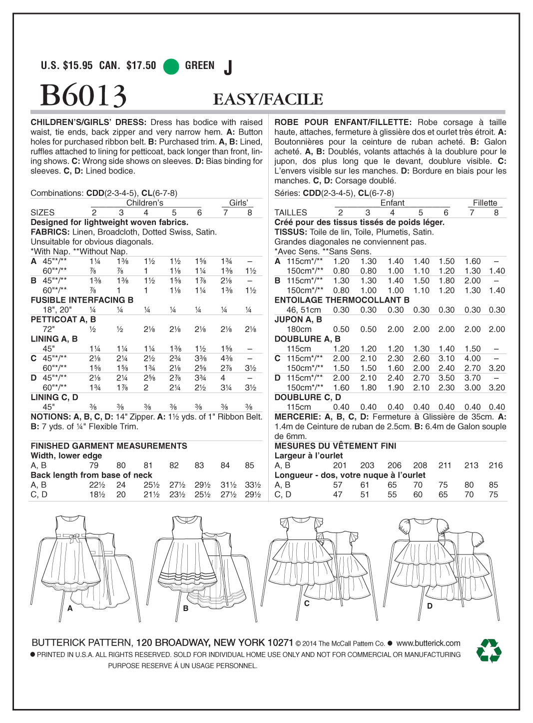 Butterick Children's Dress B6013 - Image 10