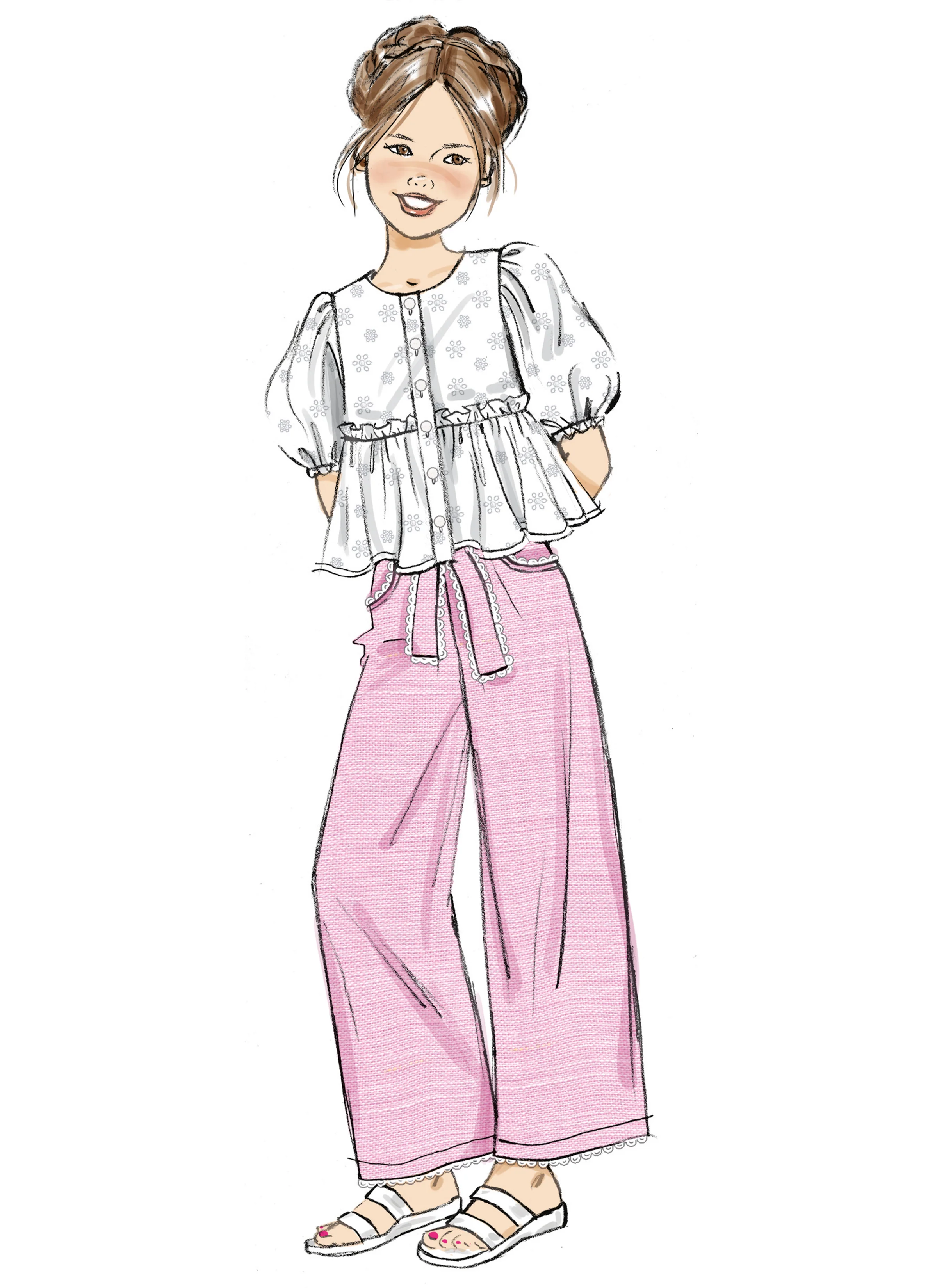 Butterick Girls' Top, Shorts, Trousers and Sash B7034 - Image 5