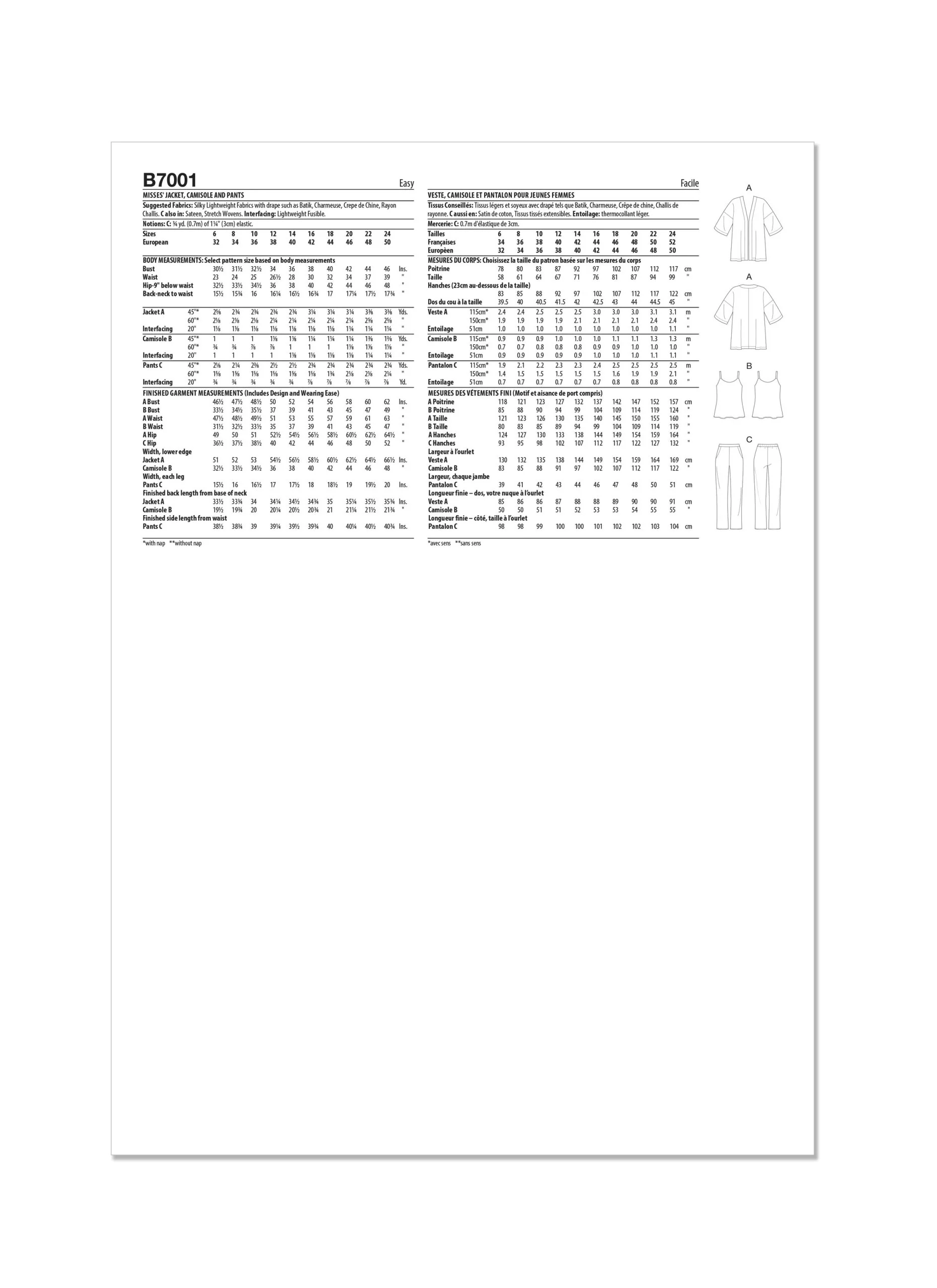 Butterick Jacket, Camisole & Trousers B7001 - Image 10