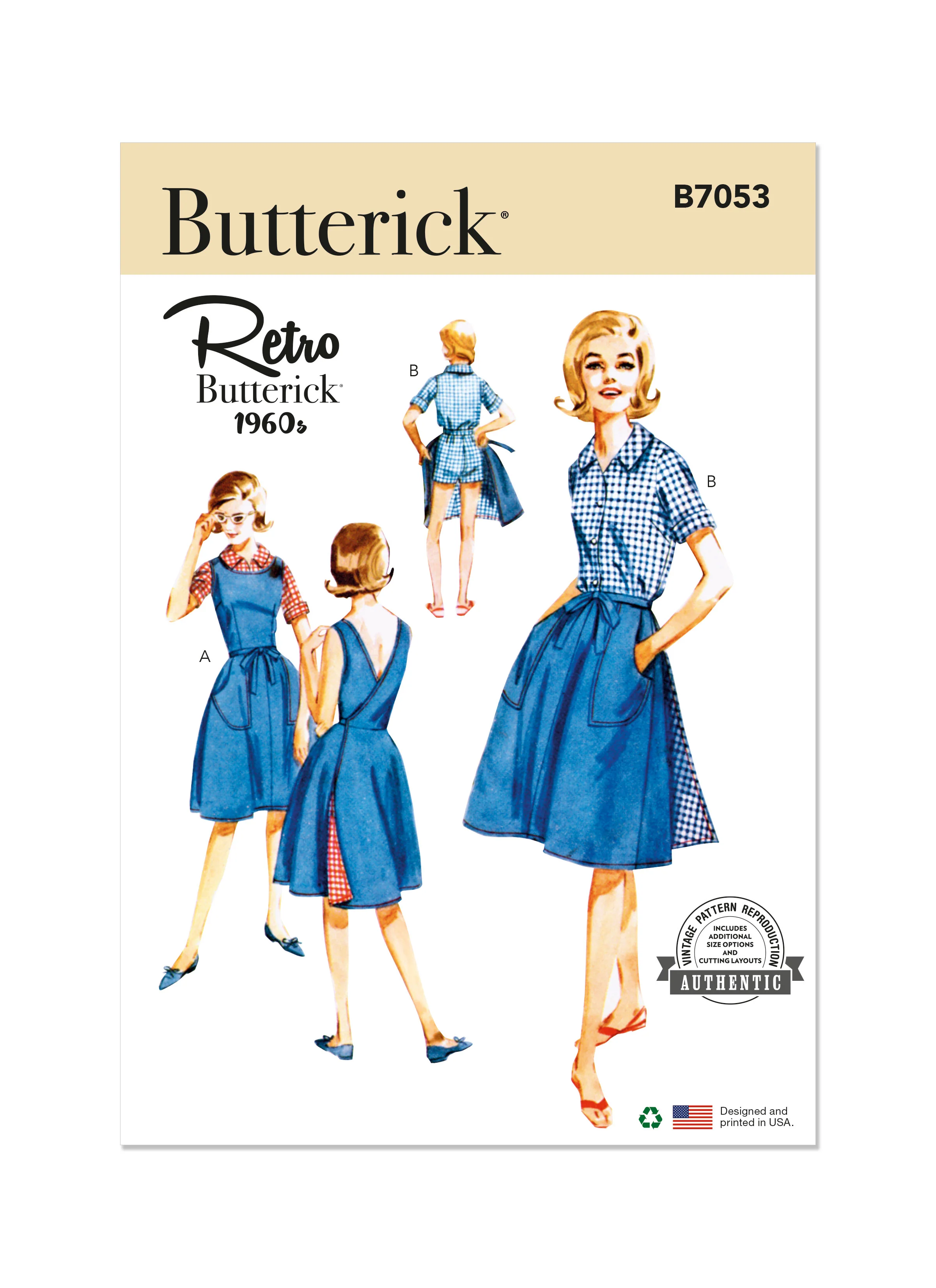 Butterick Pinafore, Skirt, Shorts and Blouse B7053 - Image 2