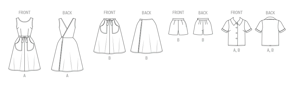 Butterick Pinafore, Skirt, Shorts and Blouse B7053 - Image 5