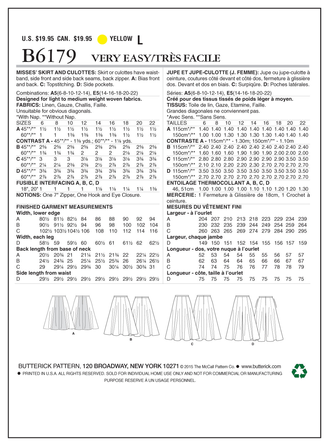 Butterick Skirt and Culottes B6179 - Image 7