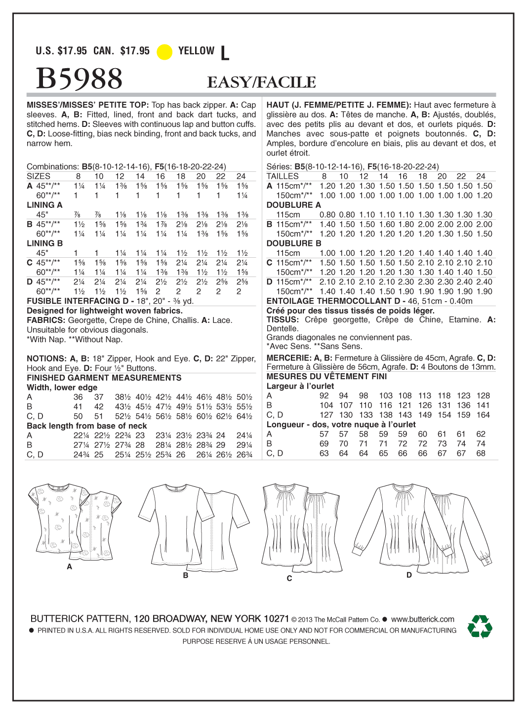 Butterick Top B5988 - Image 12