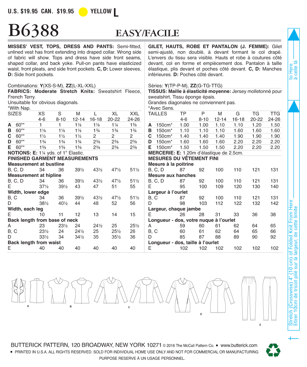 Butterick Tops, Dress, Vest, Trousers B6388 - Image 8