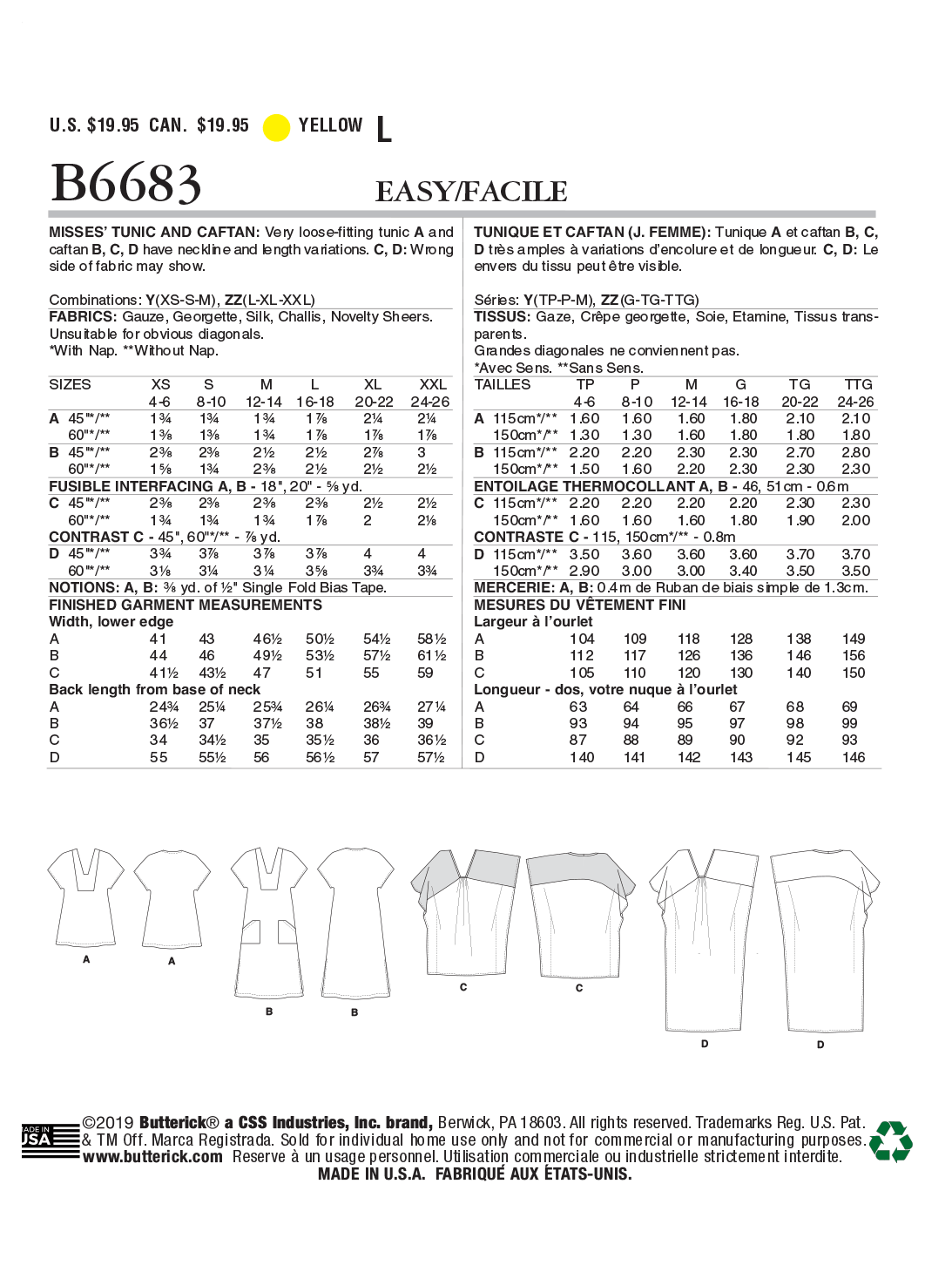 Butterick Tunic and Caftan B6683 - Image 9