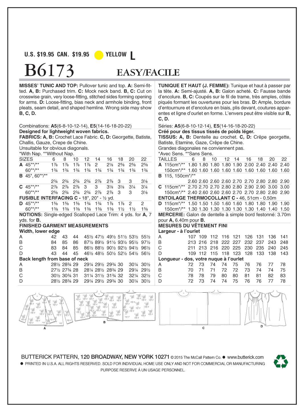 Butterick Tunic and Top B6173 - Image 8
