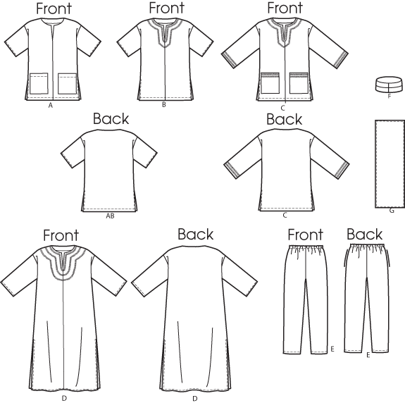Butterick Unisex Tunic/Caftan Trousers B6748 - Image 4