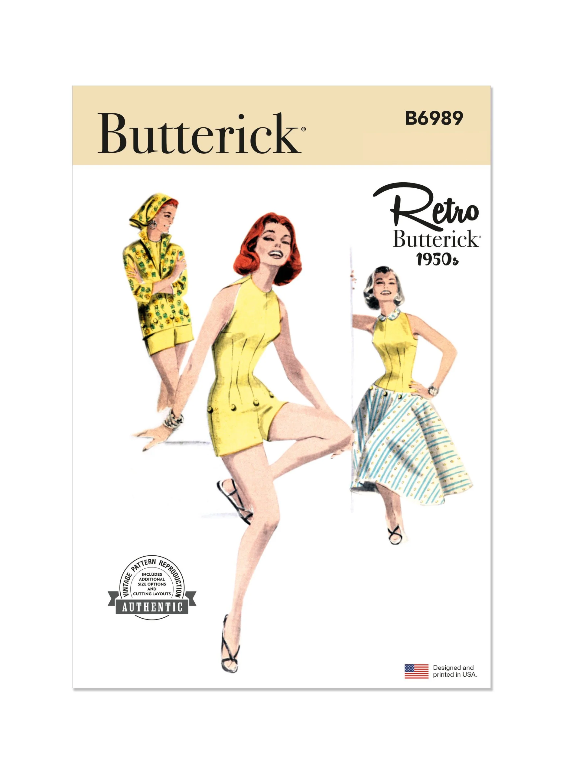 Butterick Vintage Playsuit, Blouse & Skirt B6989 - Image 2