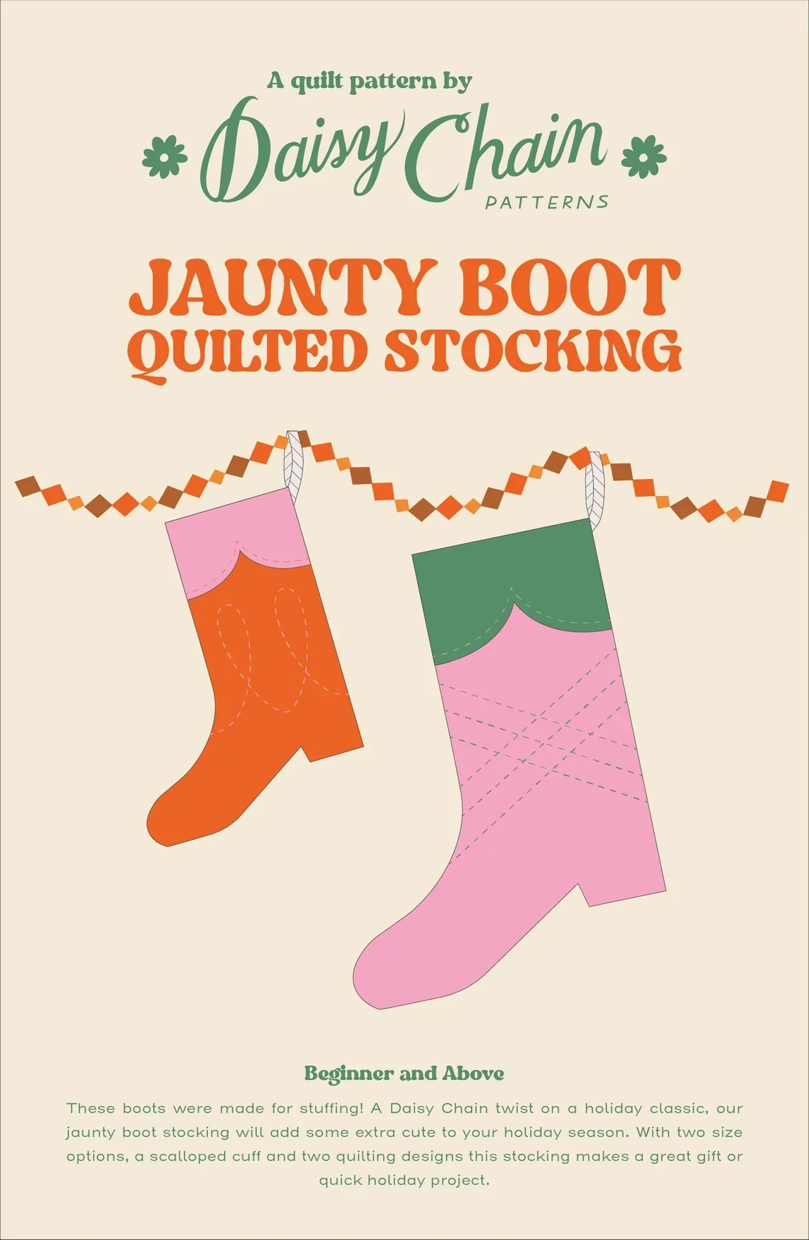 Daisy Chain Patterns Jaunty Boot Quilted Stocking