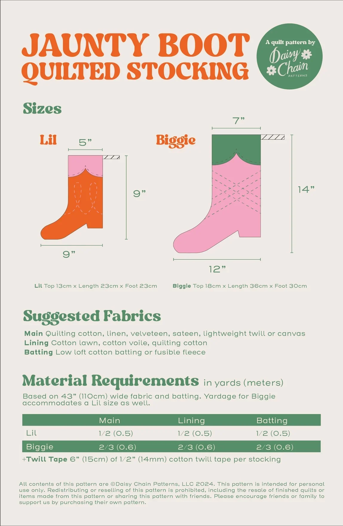 Daisy Chain Patterns Jaunty Boot Quilted Stocking - Image 2