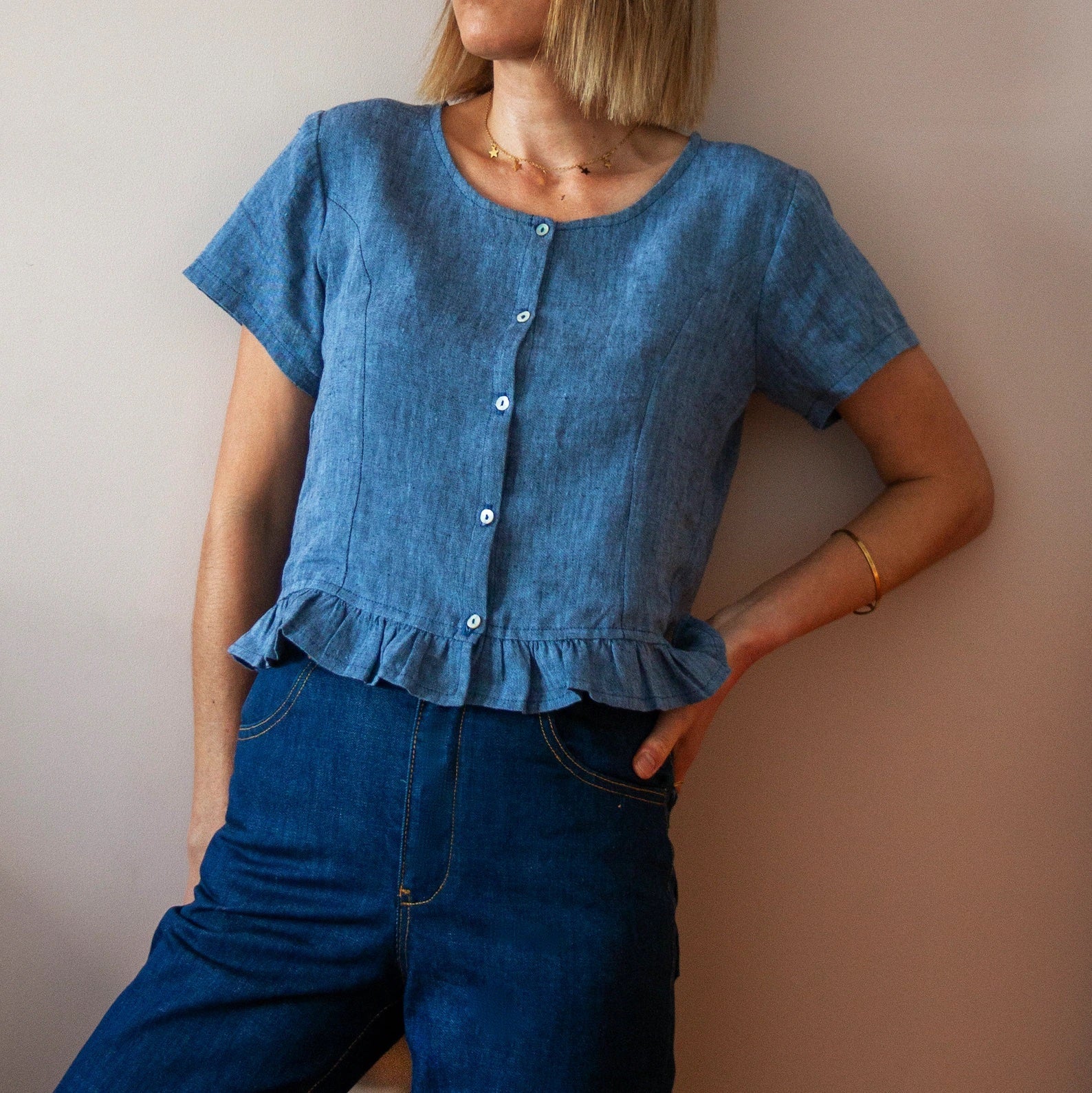 French Navy Vetiver Top - Printed copy shop (+£5.00)