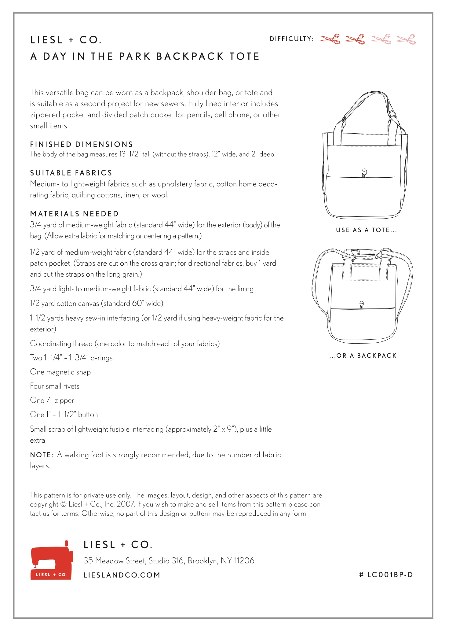 Liesl + Co Day in the Park Backpack/Tote PDF - Image 4