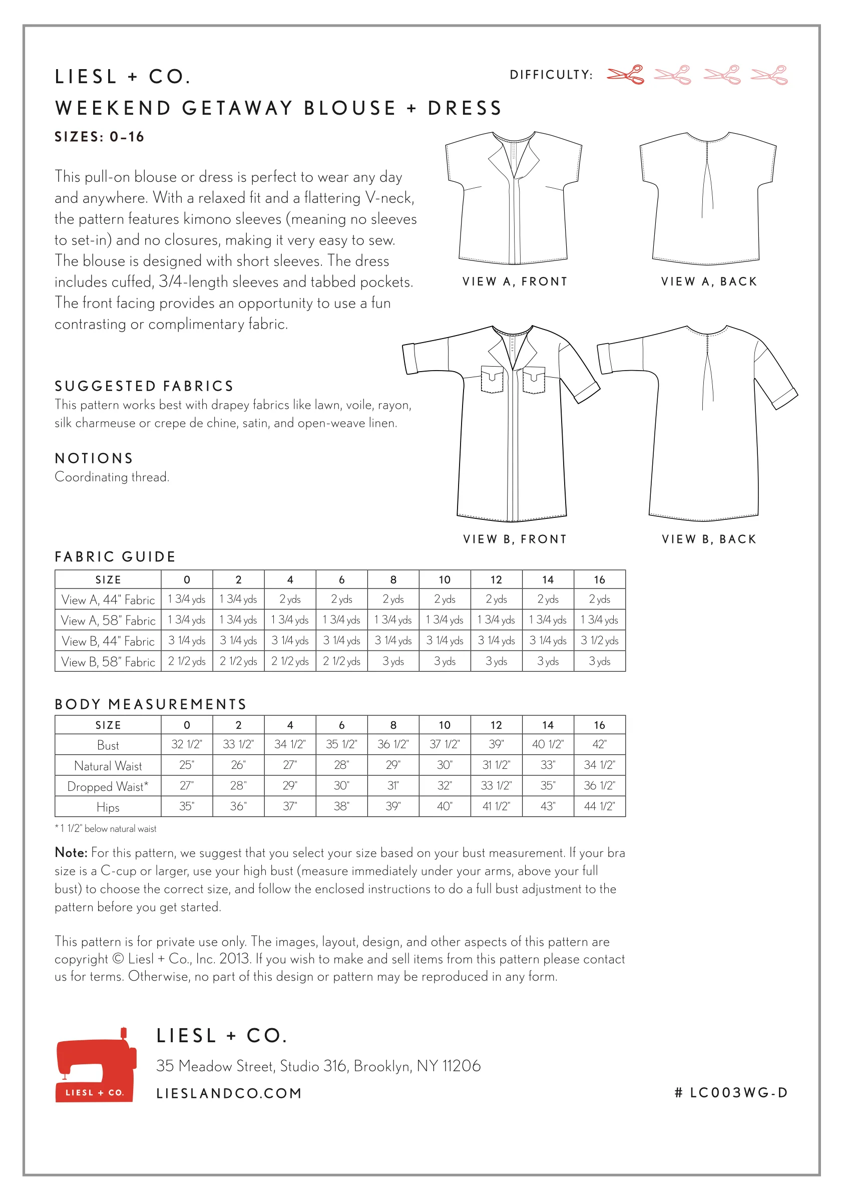 Liesl + Co Weekend Getaway Blouse and Dress PDF - Image 10