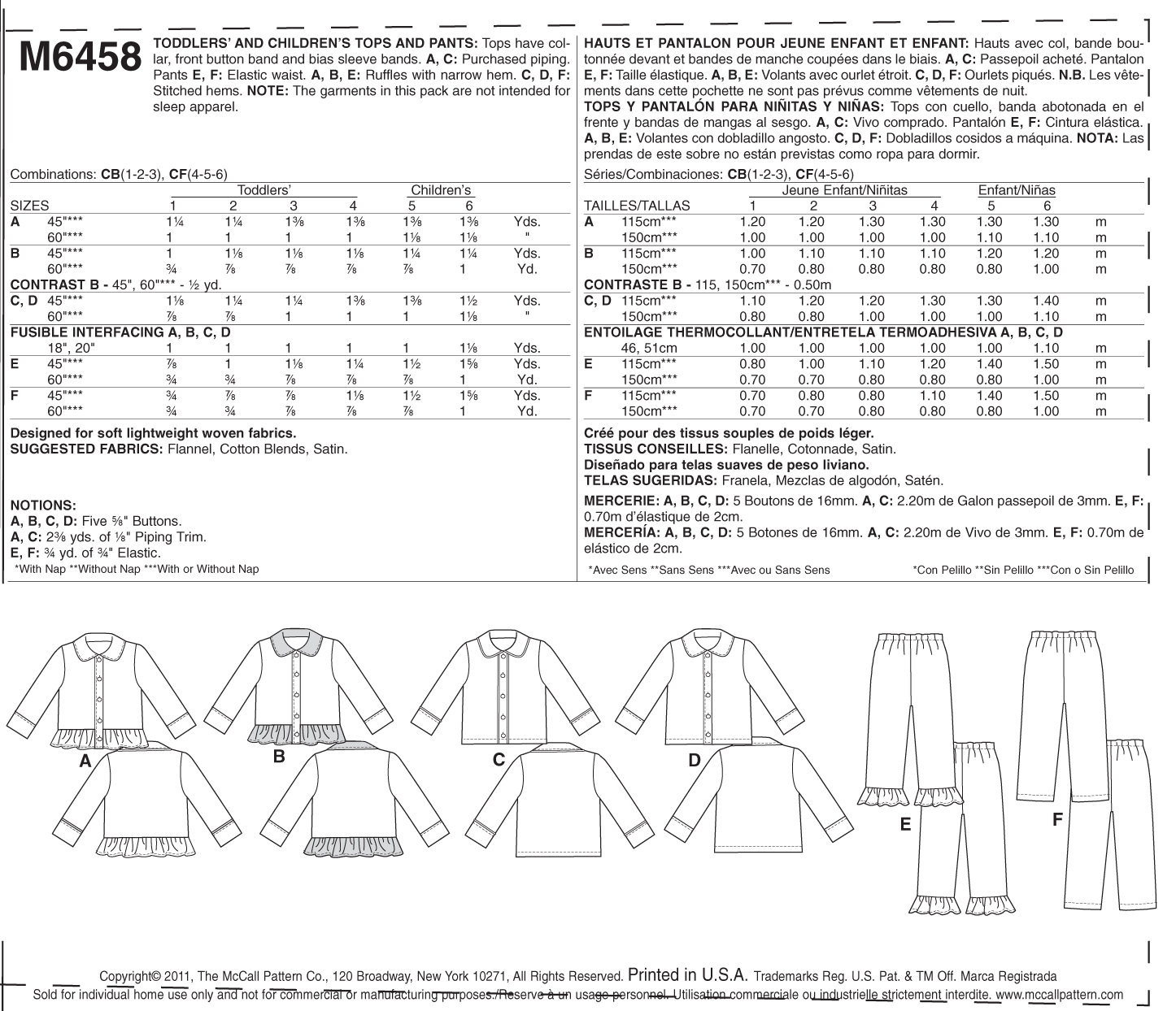 McCalls Baby/Child Nightwear M6458 - Image 7