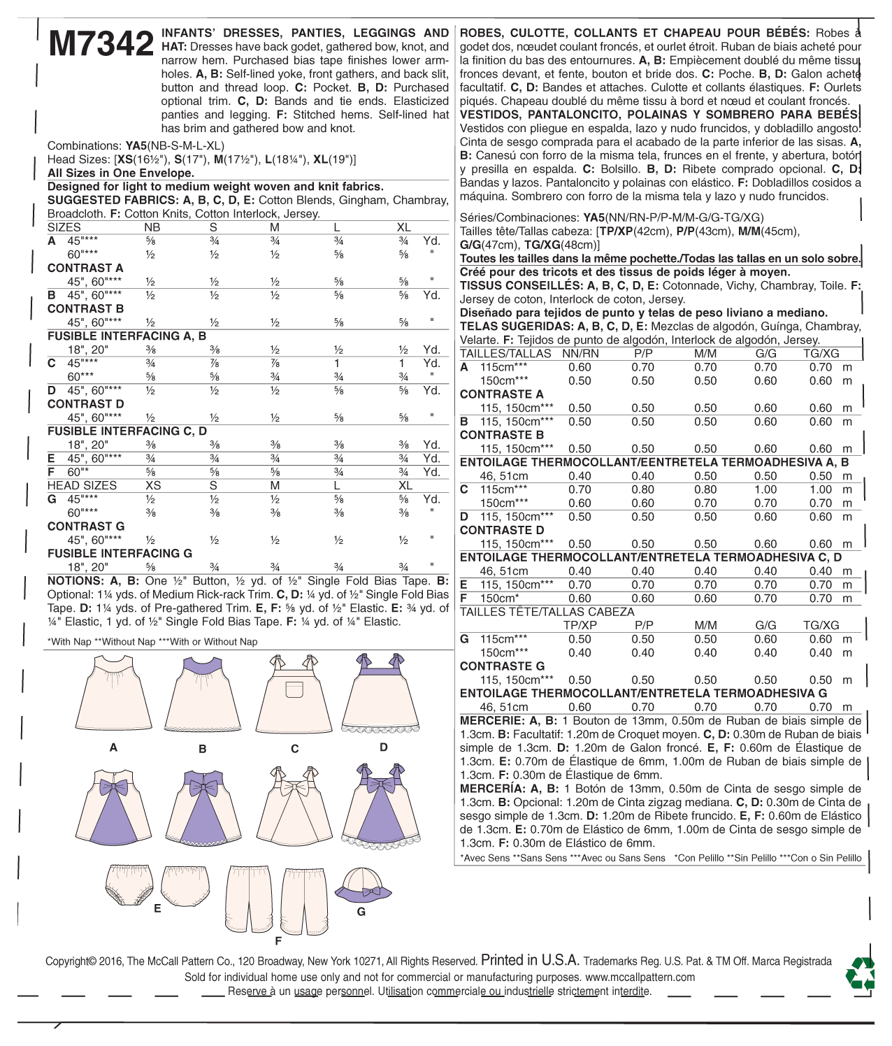 McCalls Baby's Dress, Panty's, Leggings M7342 - Image 10
