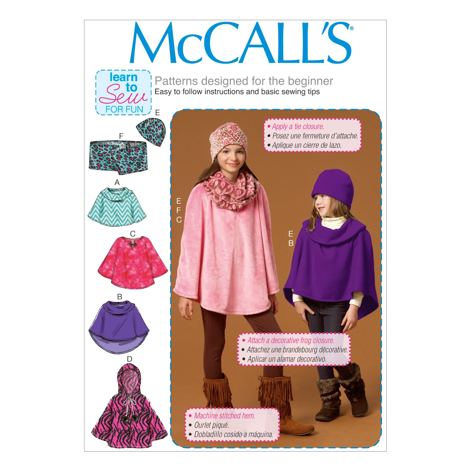 McCalls Child/Teen Poncho, Hat, Scarf M7012 - Image 7