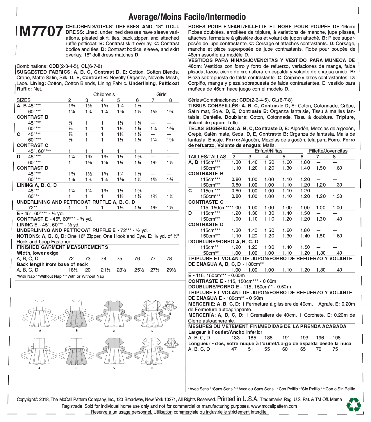McCalls Children's Dresses M7707 - Image 9