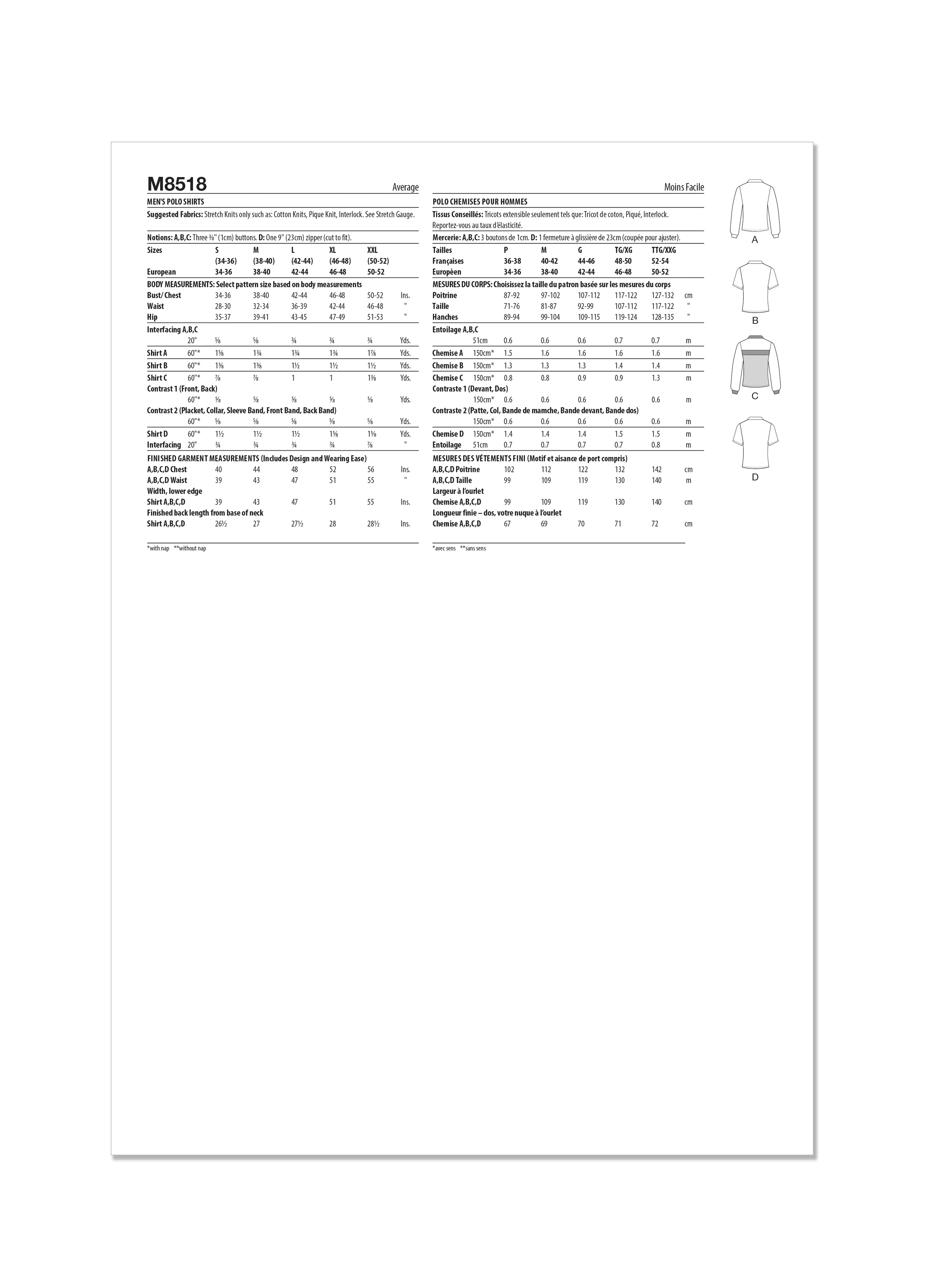 McCalls Men's Polo Shirts M8518 - Image 9