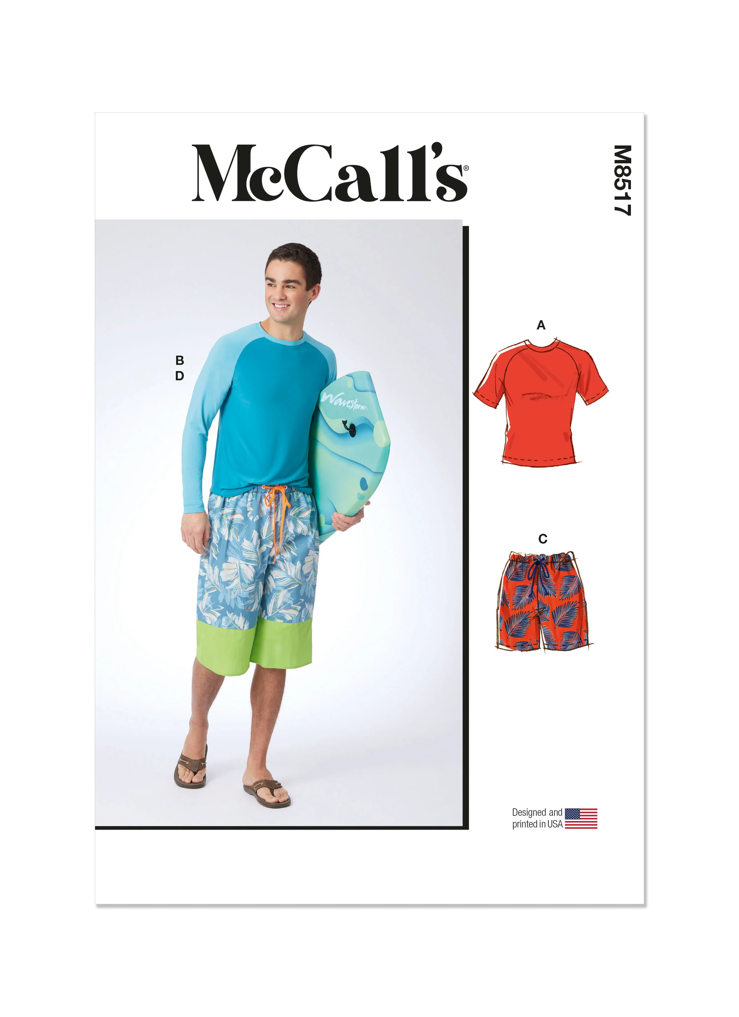 McCalls Men's Rashguards & Shorts M8517 - Image 2