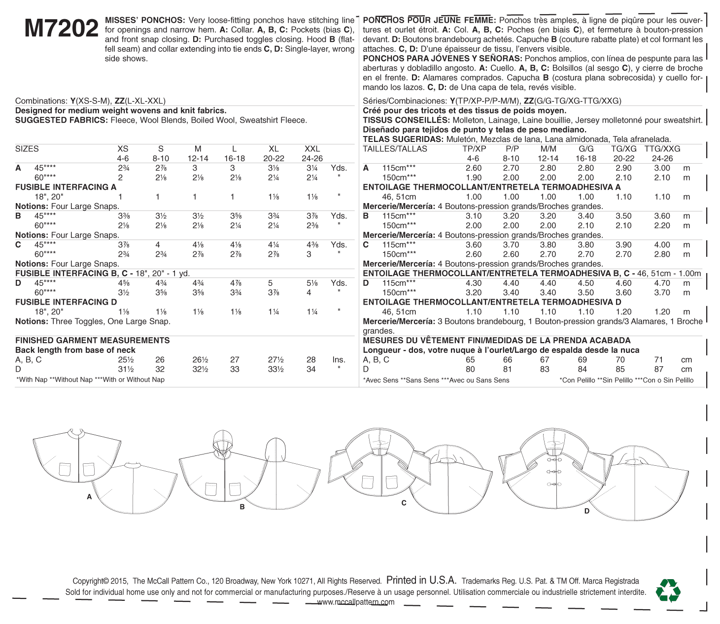 McCalls Ponchos M7202 - Image 10
