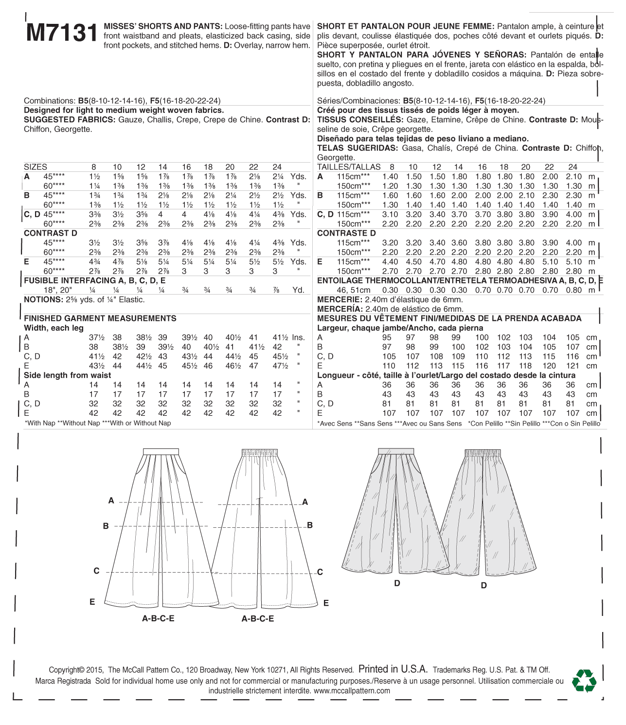 McCalls Shorts and Trousers M7131 - Image 8