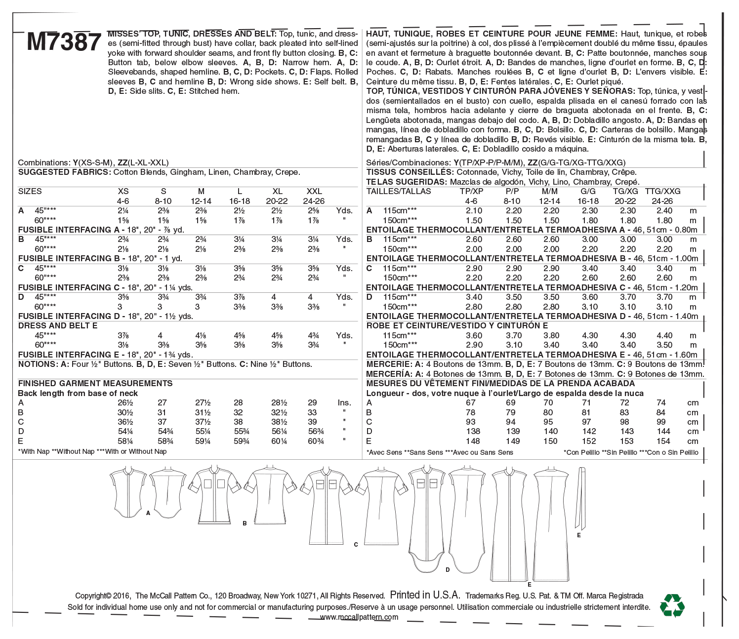 McCalls Top, Tunic and Dresses  M7387 - Image 10