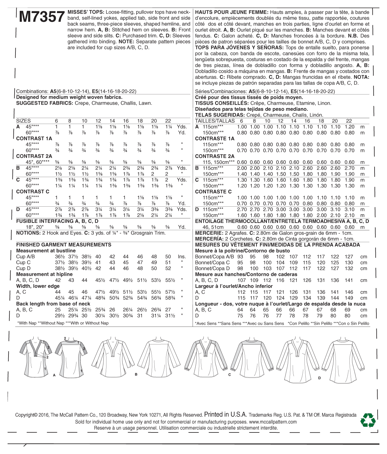 McCalls Tops M7357 - Image 9