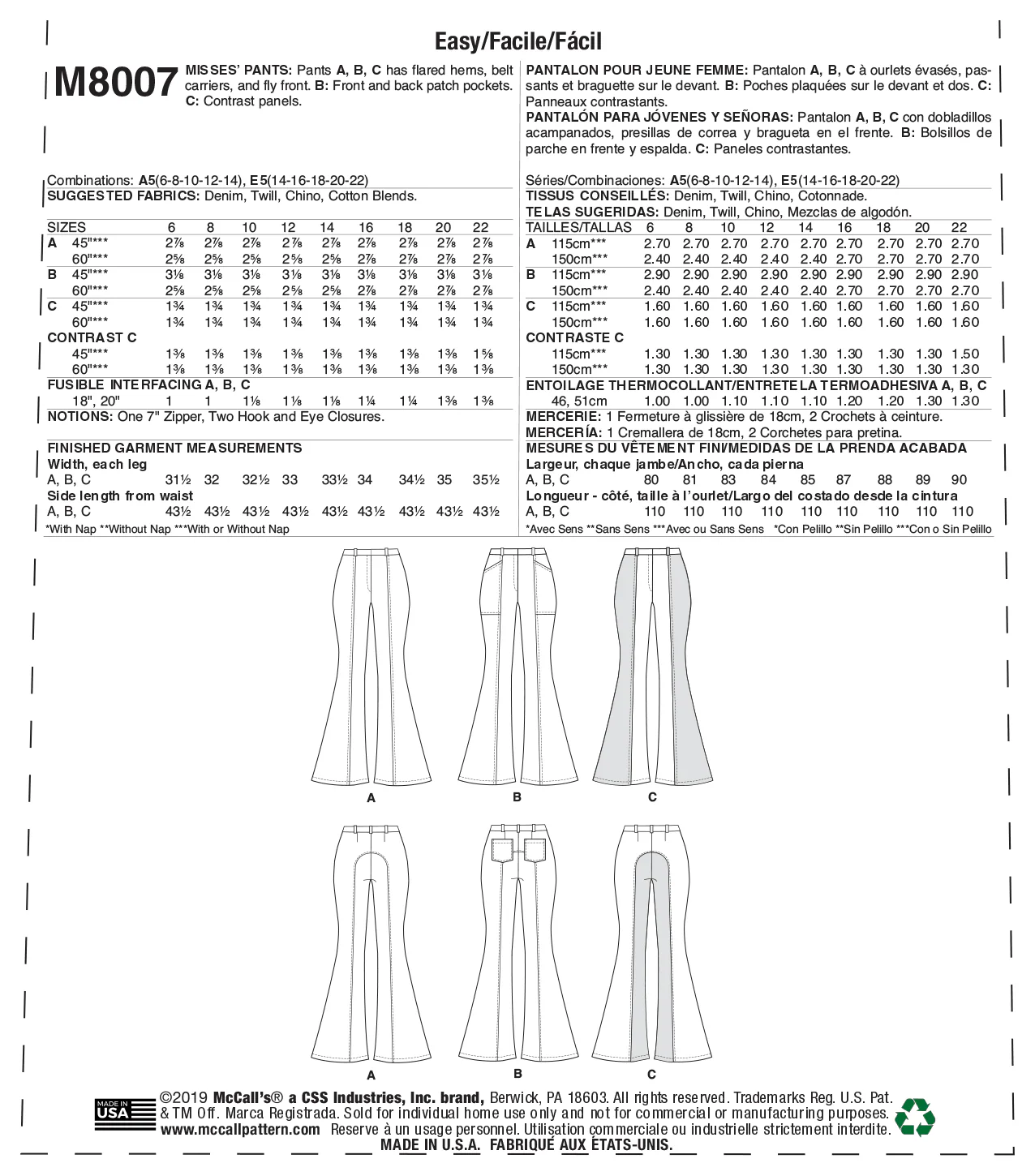 McCalls Trousers M8007 - Image 8