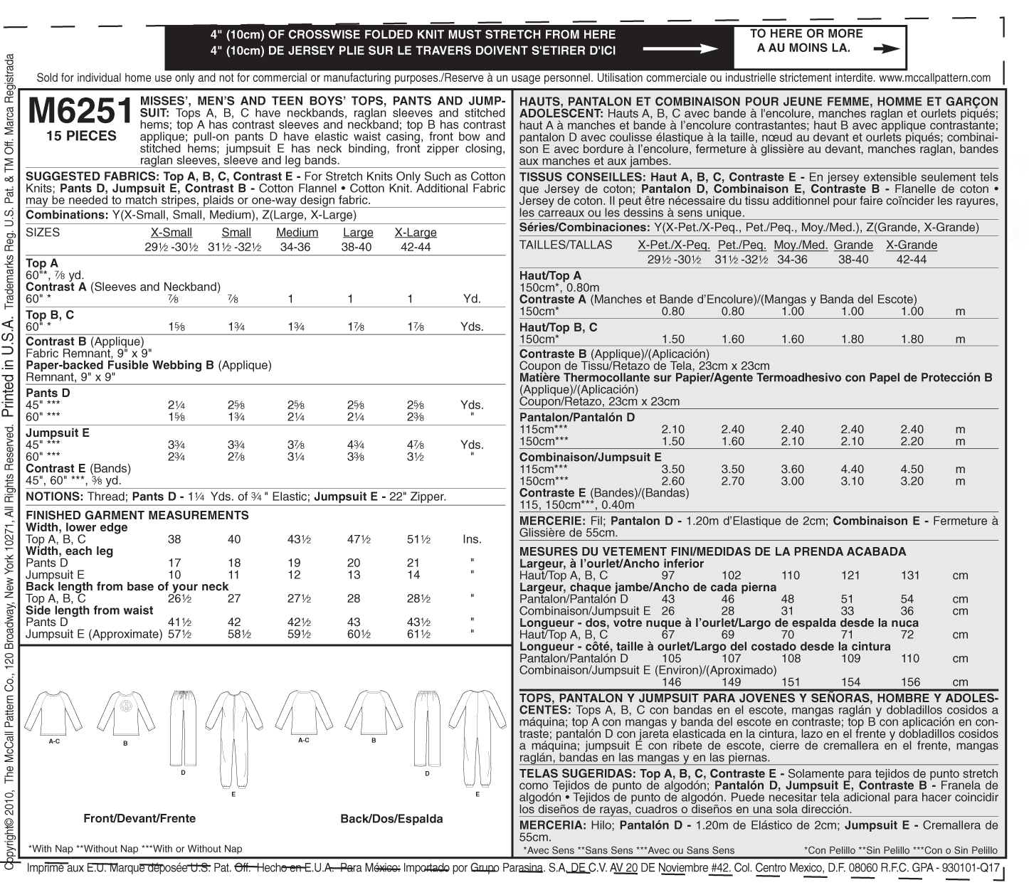 McCalls Unisex Nightwear M6251 - Image 5
