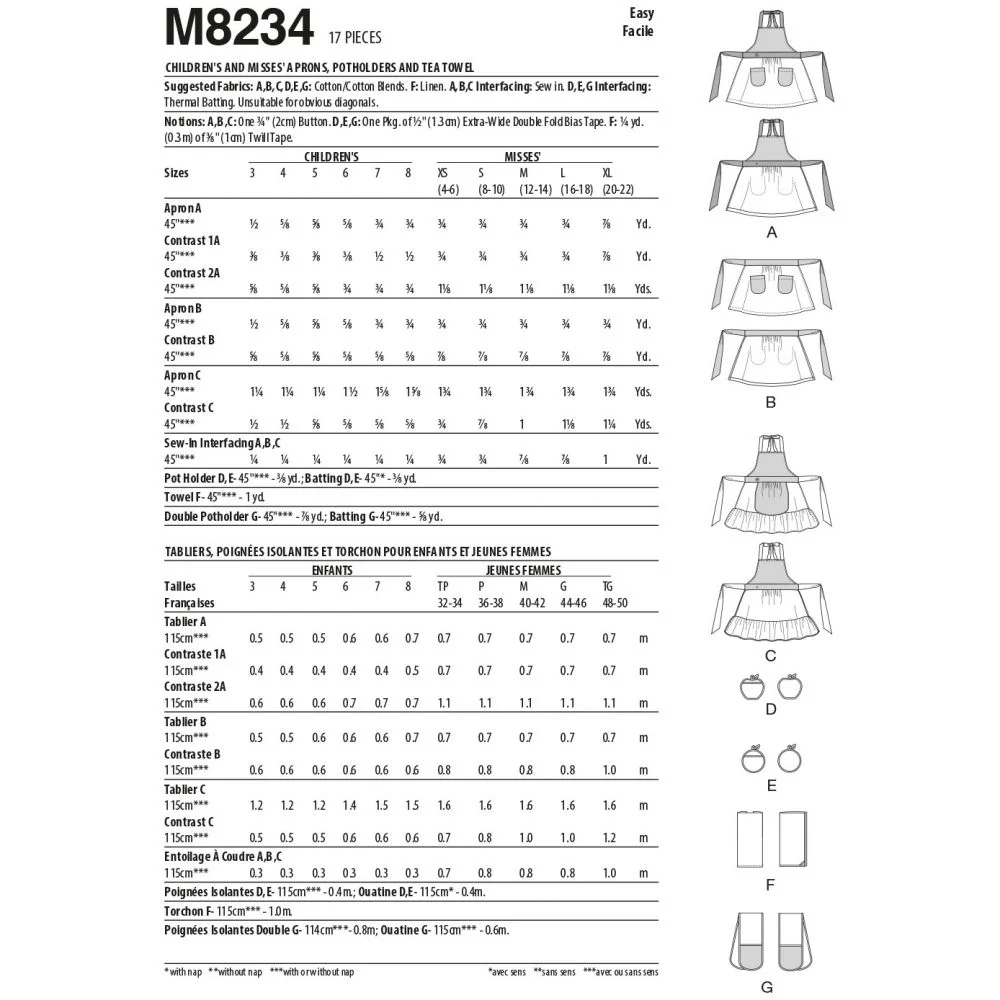 McCalls Women/Child Aprons M8234 - Image 7