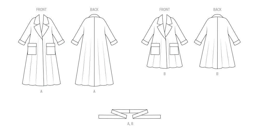 New Look Misses' Coat with Belt in Two Lengths N6810 - Image 6